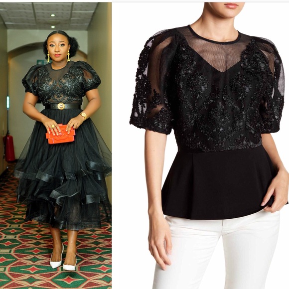 Black top with net flare hand - Picture 3 of 3